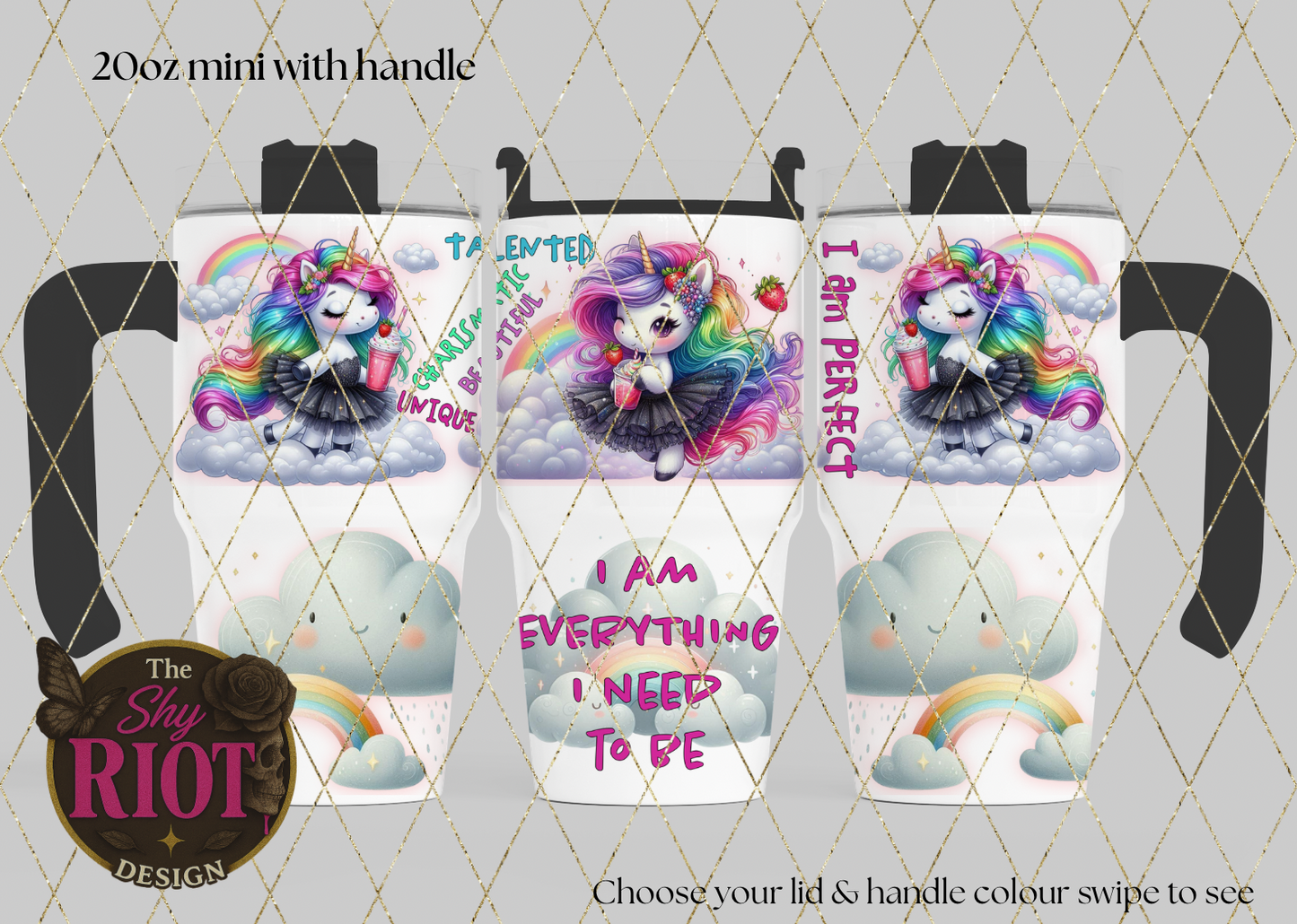20oz mini with handle - Unicorn Confidence Queen