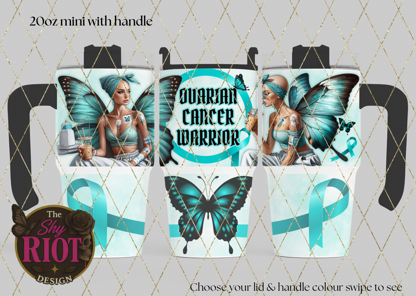 20oz mini with handle - Ovarian Cancer Warrior