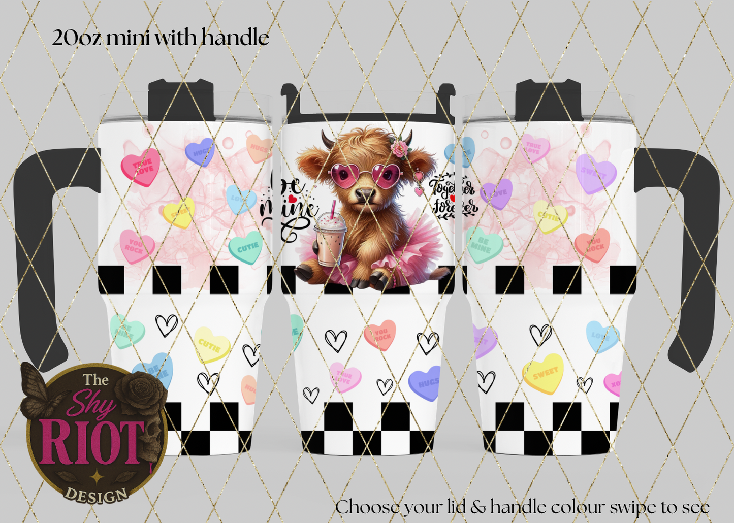 20oz mini with handle - Be Mine, Boba Babe