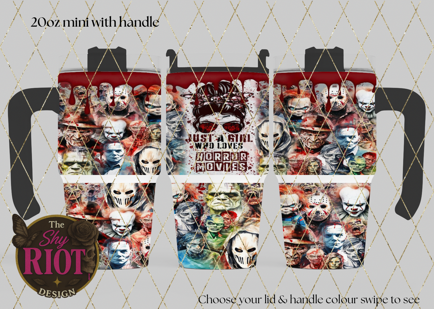 20oz mini with handle - Horror Movie Queen Edition