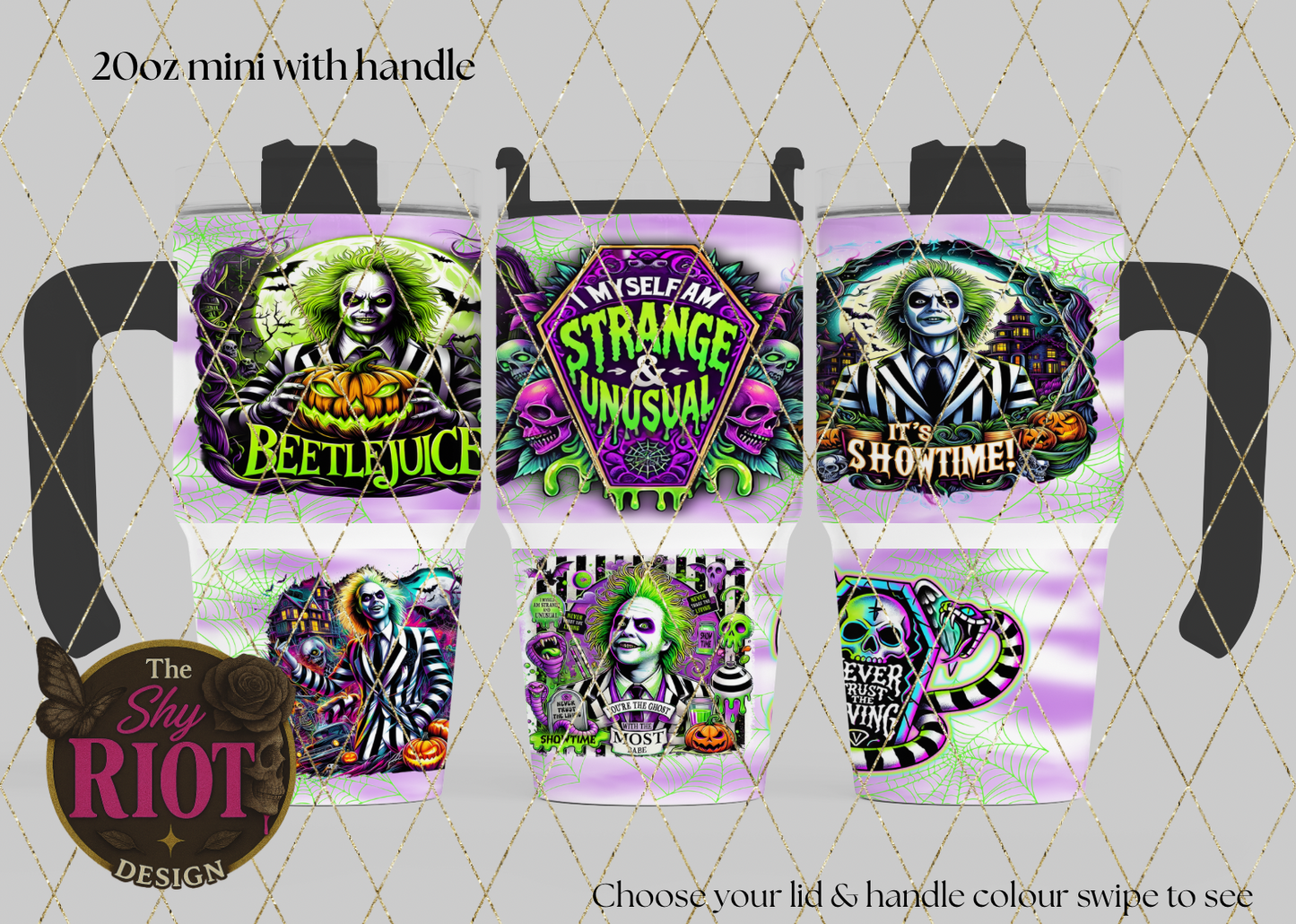 20oz mini with handle - Spooky Babe Beetlejuice