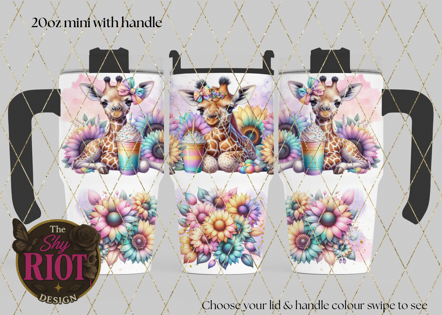 20oz mini with handle - Baby Giraffe & Rainbow Frappe