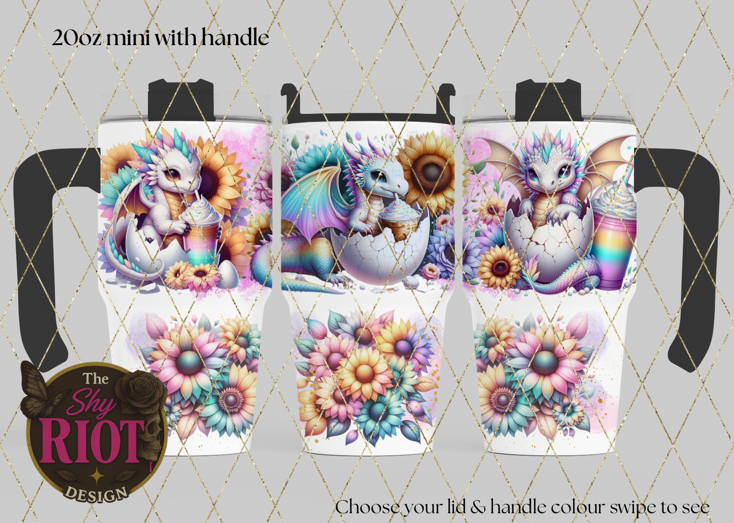 20oz mini with handle - Baby Dragon Bloom