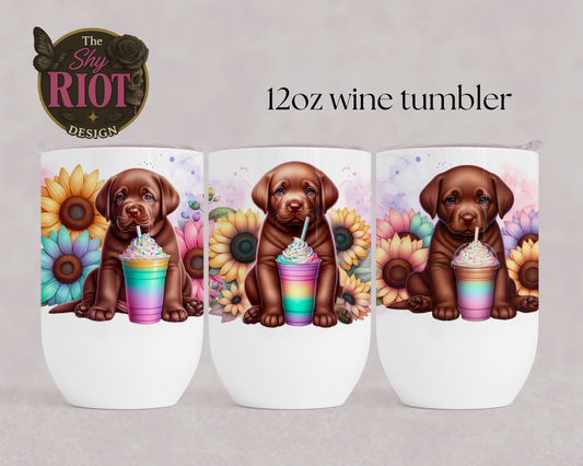 12oz wine tumbler - Chocolate Labrador