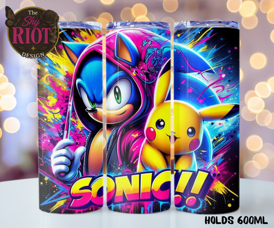 20oz Tumbler - Sonic Pikachu Mash Up