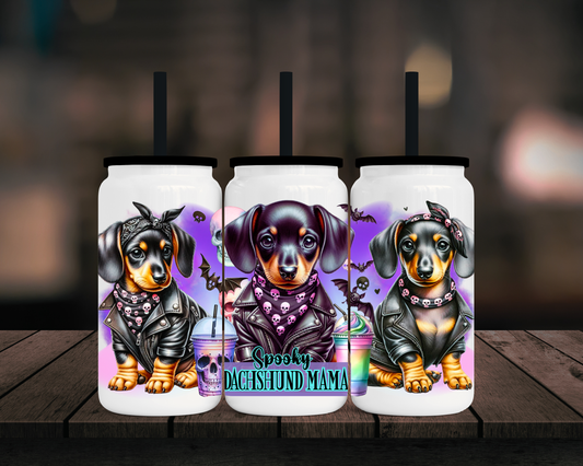 Spooky Dachshund Mama (girl) - 16oz Libbey Stainless Can