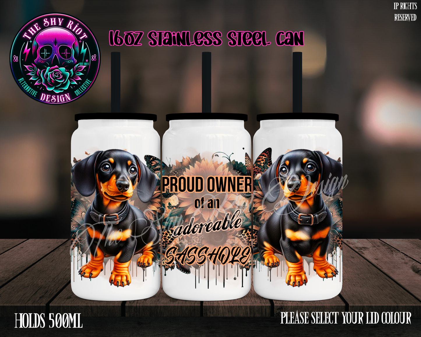 Dachshund Sasshole - 16oz Libbey Stainless Can