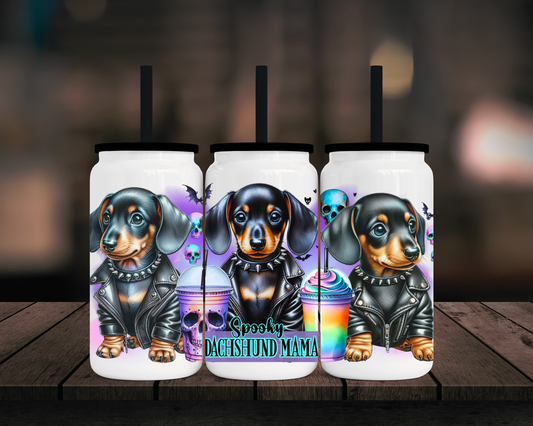 Spooky Dachshund Mama (boy) - 16oz Libbey Stainless Can