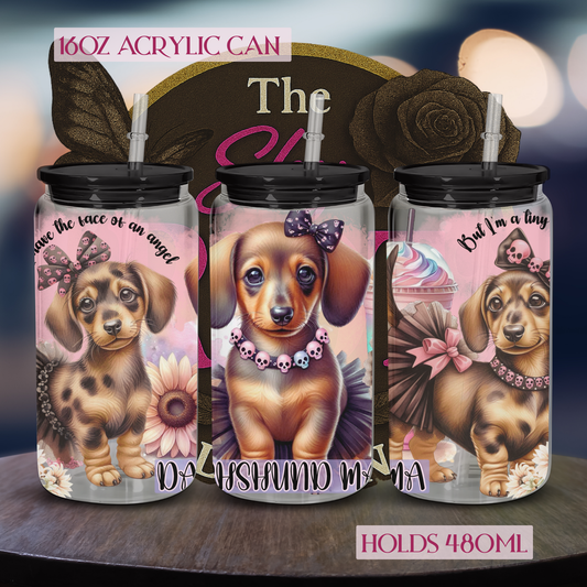 16oz - Tiny Terror Latte Goth Doxie