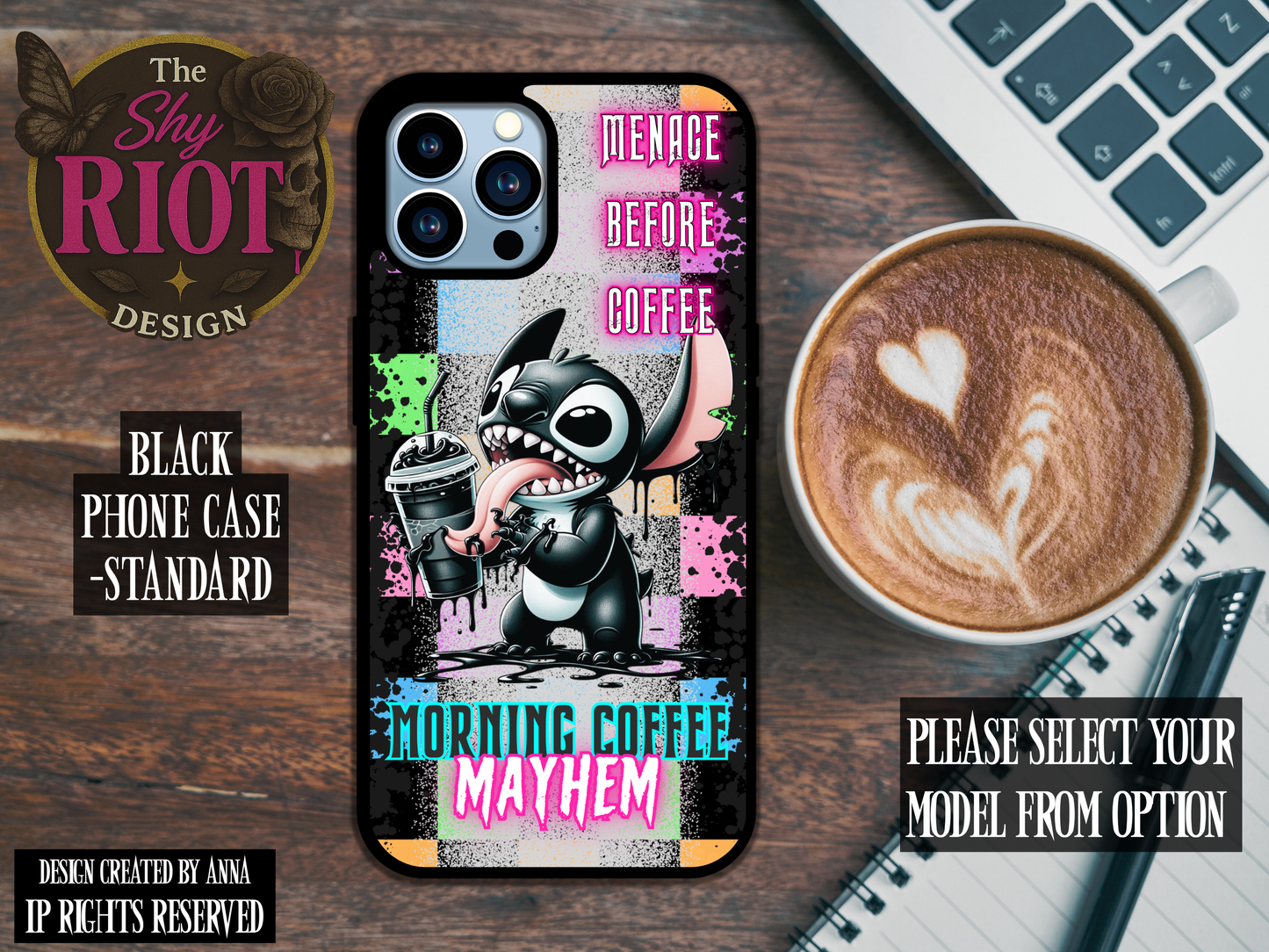 Menace Before Coffee - Standard Phone Case