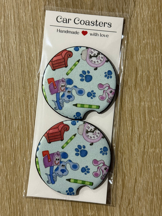 Blue Dog Cartoon - Car Coasters