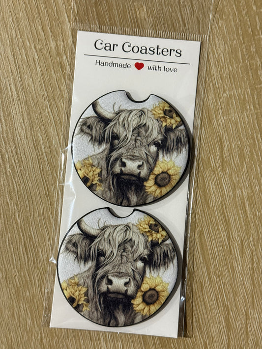 Highland Sunflower - Car Coasters