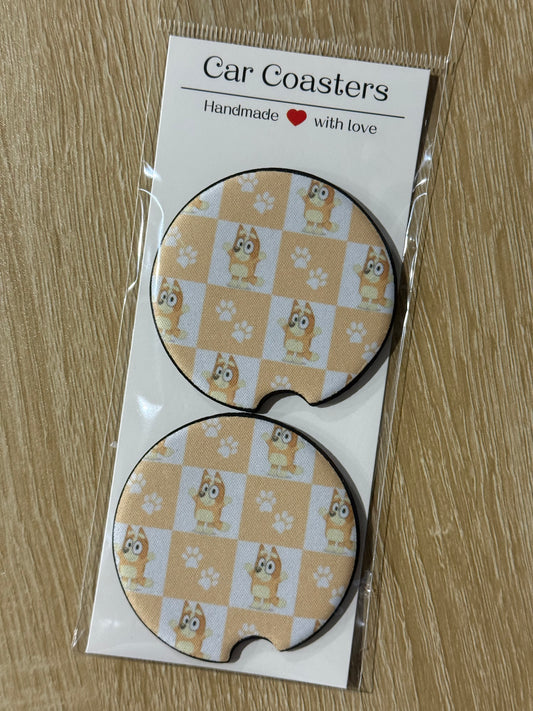 Checkered Bluey - Car Coasters