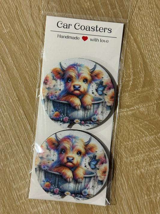 Bathtime Baby Highland - Car Coasters