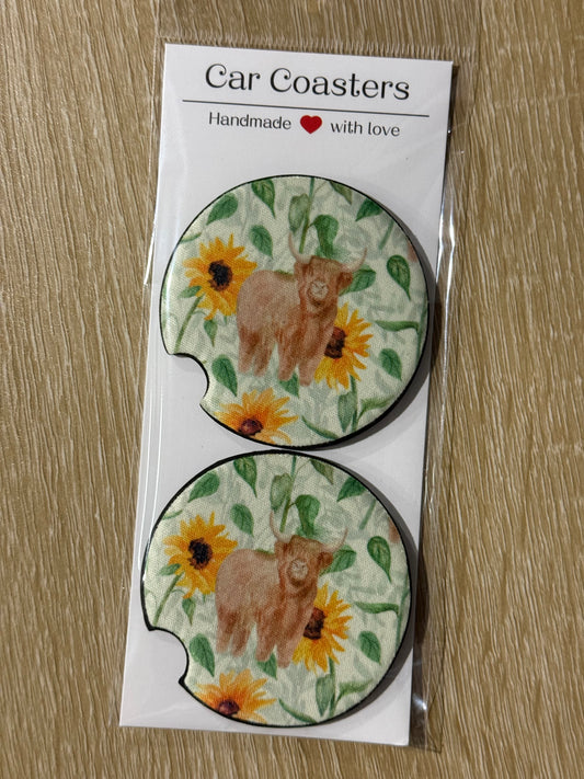 Watercolour Moo - Car Coasters