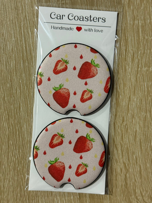 Strawberry Lush - Car Coasters