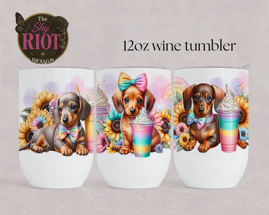 12oz wine tumbler - Dachshund