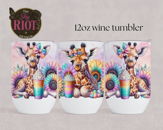 12oz wine tumbler - Giraffe