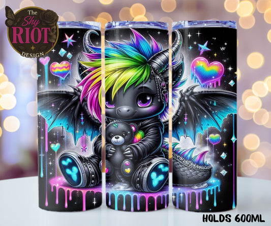 20oz Tumbler - Neon Goth Baby Dragon
