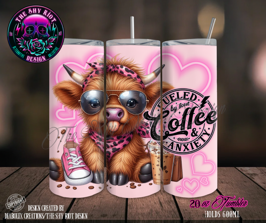 20oz Tumbler - Fueled by Iced Coffee & Anxiety