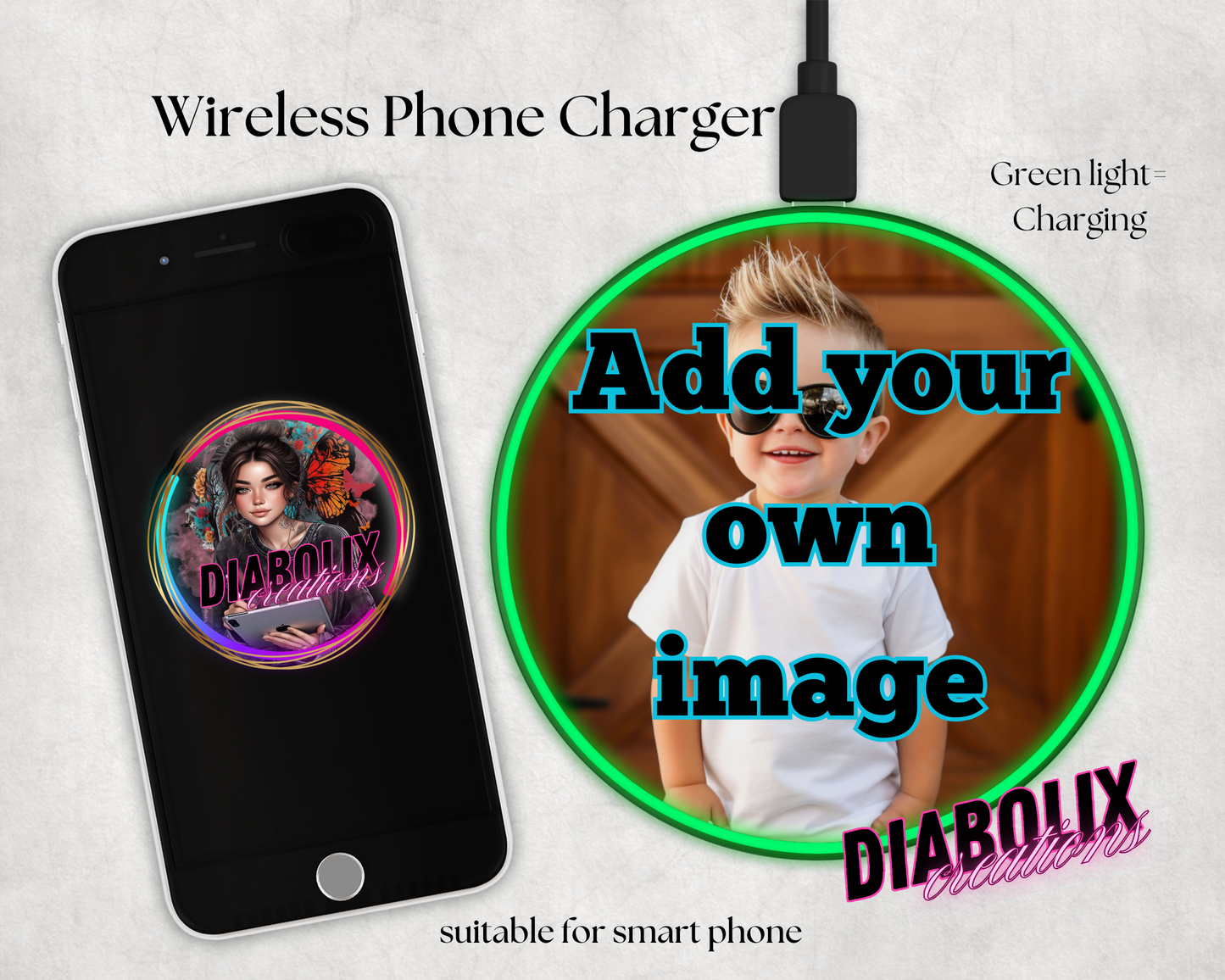 Wireless charger - Customisable, add your own image